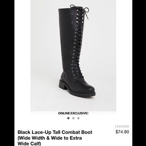 Torrid Black Lace-up Combat Boot (Wide Width) NWT
